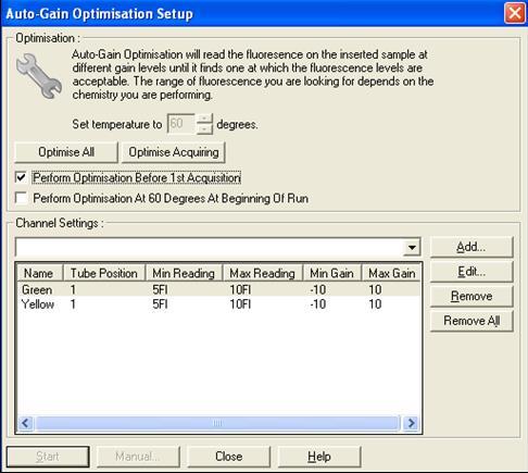 1 2 Şekil 31. Yeşil ve sarı kanalların seçimi (1 = Perform Optimisation Before 1st Acquisition (Optimizasyonu İlk Taramadan Önce Gerçekleştir) işaret kutusu; 2 = Close (Kapat) düğmesi). 15.