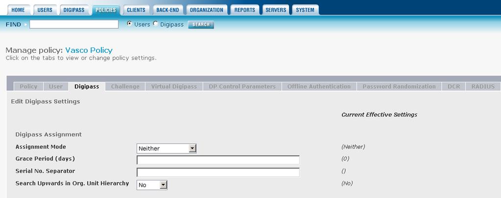 Bir diğer seçenek olan, user sekmesini tıkladığımız zaman aşağıdaki gibi bir pencere karşımıza çıkıyor; Yukarıdaki ayarlarda, bizim için Grace Period sekmesi önemli olacak.