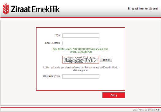 Kimlik Numarası, sistemde kayıtlı olan cep telefon numarası ile bilgisi girilir, cep