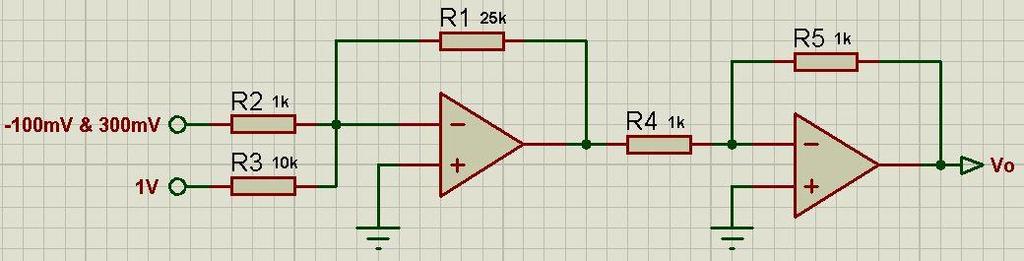 Şekil 5.6. Skala devresi Sekil 5.6 daki devre incelendiğinde sensörden gelen girişin 1. Opampta -25 kat, 1V girişin ise -2.