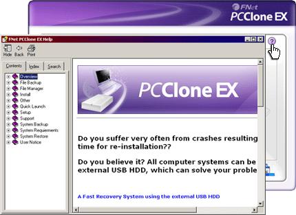 Kullanıcının PCClone EX in daha iyi kullanmasına yardımcı olacak olan Yardım Merkezini görüntülemek için sağ üst tarafta bulunan? ikonuna tıklayınız. 3. Ek 3.