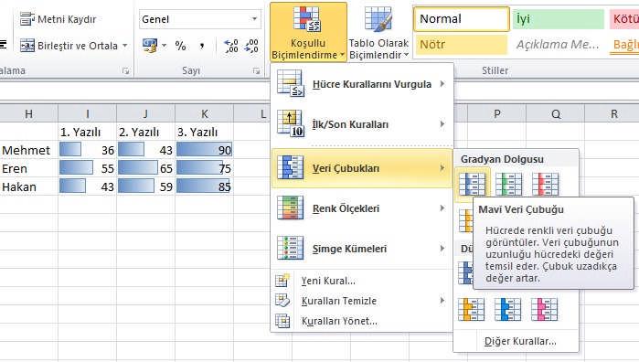 3.3. Tabloyu Otomatik Biçimlendirme Belirli hücreleri seçerek bunları otomatik olarak tablo şeklinde biçimlendirebilirsiniz. Bunun için giriş sekmesi seçilir.