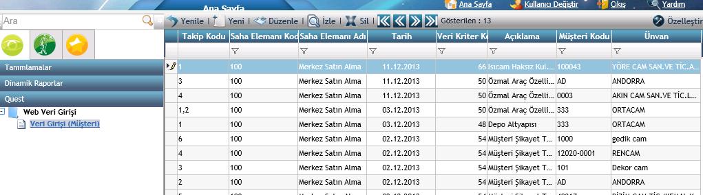 11. Veri Giriş Formu - Genel TrakyaCam tarafından Veri Giriş formu olarak birden çok form tanımı yapılmış durumdadır. Bu formların, TrakyaCam tarafından iletilen zamanlarda girilmesi beklenmektedir.