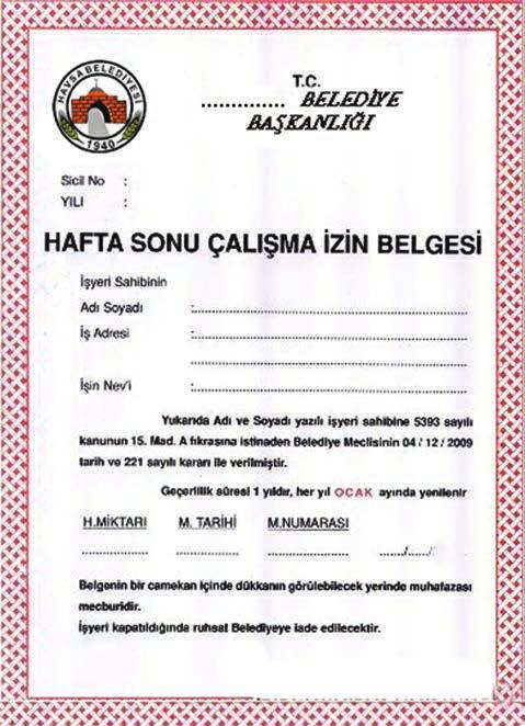 Resim 04.07: Hafta Sonu Çalışma İzin Belgesi örneği 1.3.