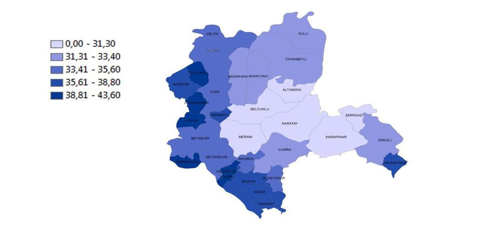 Aynı veriler kapsamında yaşlı nüfus oranı il bazında incelendiğinde, en yüksek yaşlı nüfus oranına sahip il %17,6 ile Sinop tur.