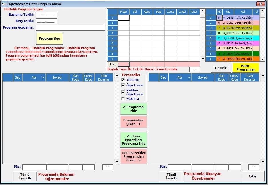 giriş yapınız Öncelikle Program Seç butonuna