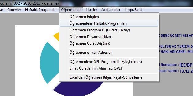 süresinde Programını işleyebilirsiniz. En Sonunda Çıkış butonuna tıklayarak bu ekrandan çıkınız.