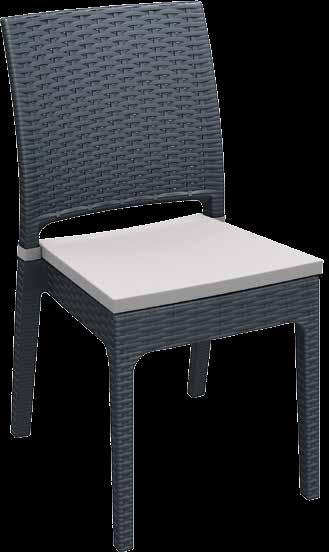 FLORIDA-C Polypropylene Florida with non-fixed fabric cushion applied to seating base.