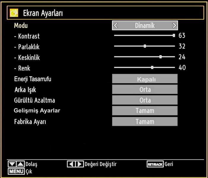 Görüntü Ayarlarını Yapılandırma Farklı görüntü ayarları kullanabilirsiniz. M tuşuna basınız ve veya tuşunu kullanarak Resim ikonunu seçiniz.