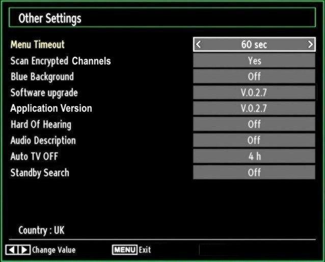 Select Sources in the Settings menu and press OK button. Press or buttons to select a source. Use or button to enable or disable the selected source. Changes are automatically stored.