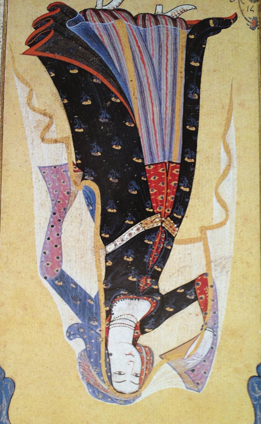 yaratmaktadır (resim 7). Lale döneminin sokak modası olan ince ve açık renk kumaşlardan yapılmış kıyafetler, Sultan III.