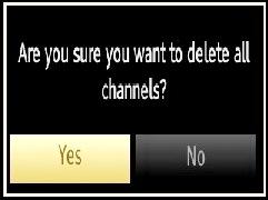 Use this setting to clear channels stored. Press or button to select Clear Service List and then press OK.