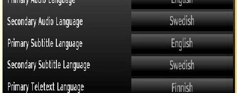 Note: If the Country option is set to Denmark, Sweden, Norway or Finland, the Language Settings menu will function as described below: Language Settings Parental Control To prohibit viewing of