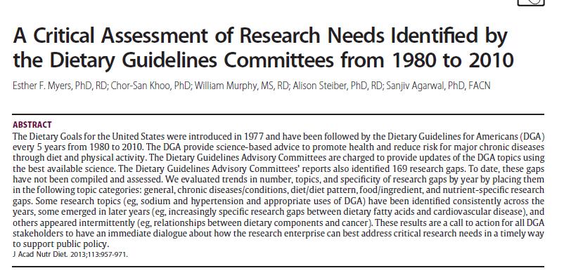 Dietary Guidlines Advisory Commitee Report 2010 yılında öğün sıklığı ve sağlık arasındaki