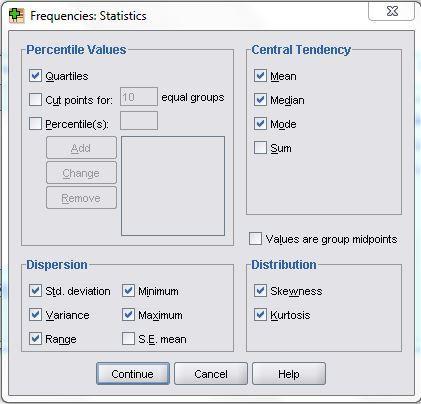 SPSS teki yeri: SPSS>Analyze> Descriptive