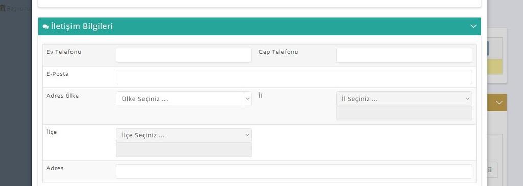 3.Adım BaĢvuru Bilgileri: İletişim Bilgileri girildikten