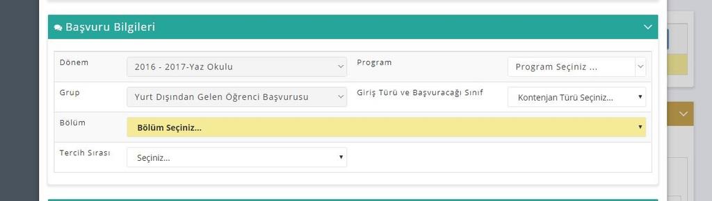 Burada dönem ve grup bilgisi otomatik olarak gelmektedir.