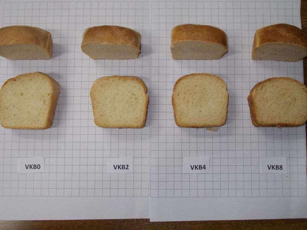 EK 3. 50 o C de vakum altında kurutularak elde edilen boza tozundan %0-2-4-8 oranında ilave edilerek hazırlanan ekmeklerin görsel durumu VKB0 : Kontrol ekmek VKB2 : Vakum altında 50 o C de