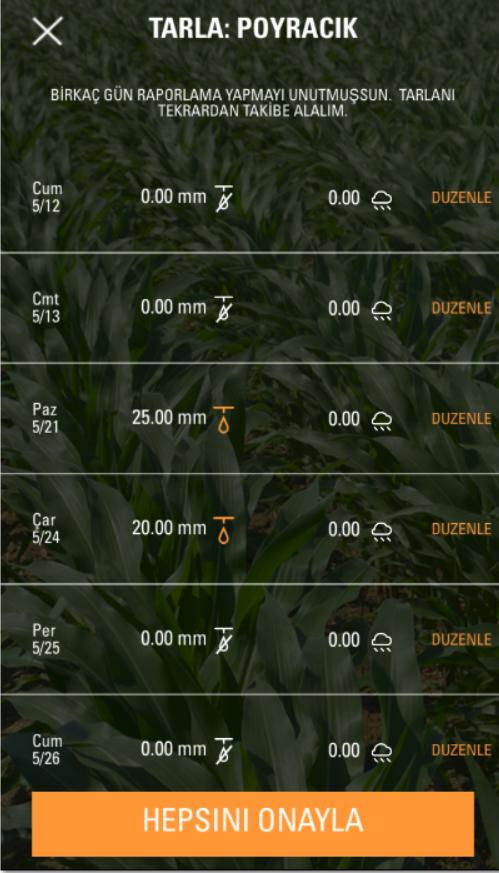 TARLA KUMANDA PANELİ: 1.1.2 EKSİK RAPORLAR Sulama raporlamasında 24 saatten fazla gecikme olduğundan, tarla için detaylı görünüm ve sulama tavsiyesi mevcut değil.