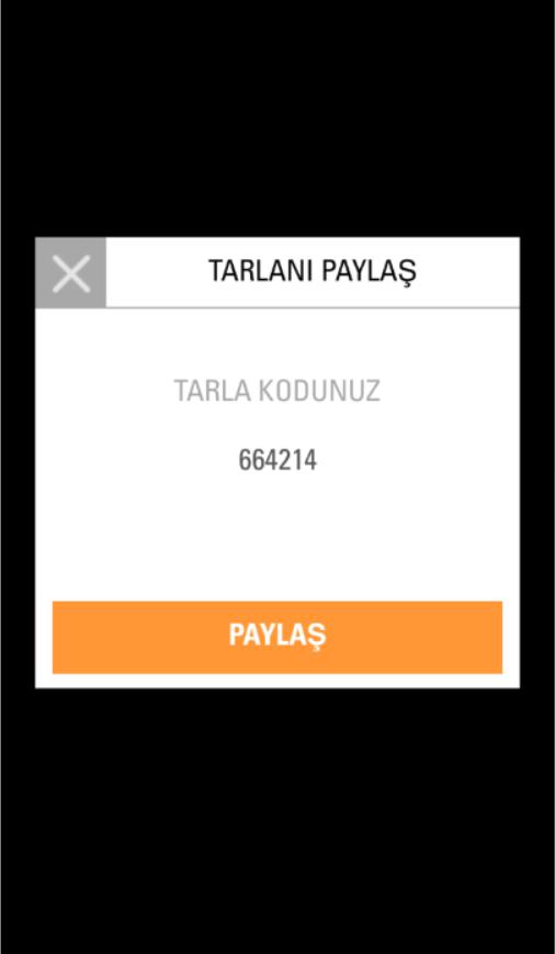 AYARLAR: TARLAYI PAYLAŞ Tarlanız için bir şifre oluşturun ve tarla