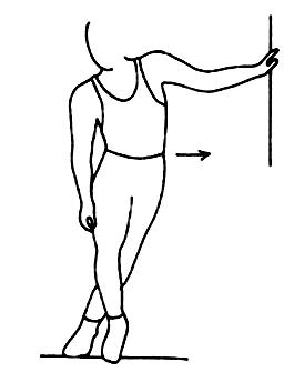 BÖLÜM 3: ALT EKSTREMİTE 2. İTB germe (yana eğilerek): Yaralanmış bacak içte kalacak şekilde duvara yan olarak durulur. El duvara dayanarak destek alınır.