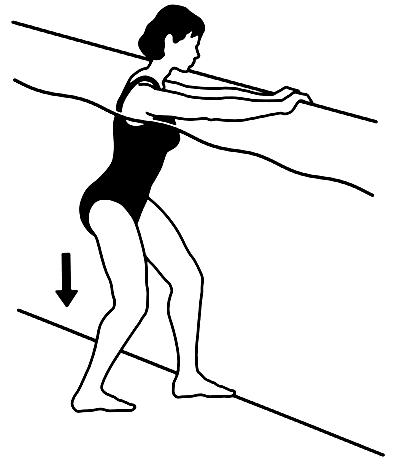 Ayak parmaklarının dorsal yüzeyi havuz tabanında olacak şekilde etkilenmiş bacağın dizi fleksiyona getirilir. Ayağın dorsal yüzeyi tabana doğru yavaşça bastırılır. Şekil 3.