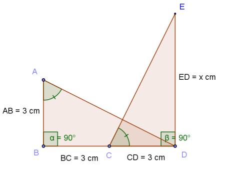 Soru 5: Yandaki şekilde verilenlere göre ADB ve CDB üçgenleri benzer üçgenlerdir. Buna göre x kaç cm olur?