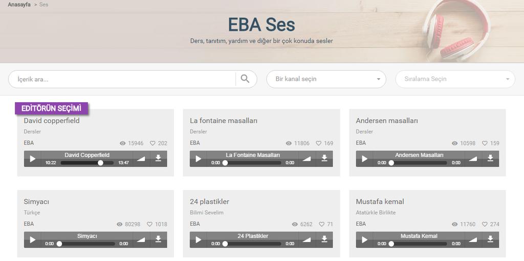EBA ses ile birçok konu ile alakalı ses kayıtlarına ulaşabilirsiniz.