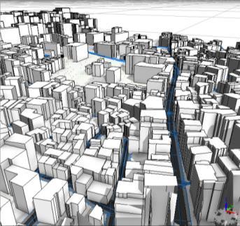 ) Şekil 2: 3B kent modeli üretiminin genel iş adımları Şekil 3: Veritabanına aktarılan binalar (sol) ve binalar için oluşturulan öznitelik sütunların listesi (sağ) 3 boyutlu kent modeli