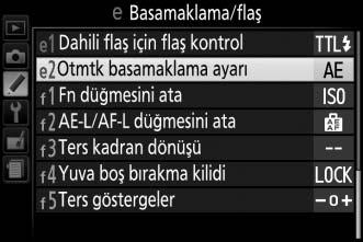 seçin. Seçenek Açıklama Üç fotoğraflık bir seri üzerinde pozlamayı değiştirin. k AE basamaklama m WB basamaklama! ADL alternatifli pozlama 1. Çekim: değiştirilmemiş 2. Çekim: pozlama 3.