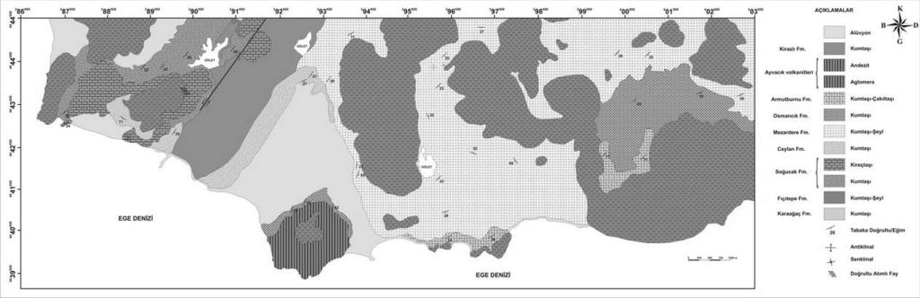 Şekil 2. Çalışma alanının jeoloji haritası.