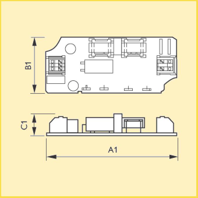 kullanıma uygun IP 54 ve daha yüksek koruma sınıflı armatürlerde kullanıma uygun Boyut. A1 A2 B1 C1 D1 No. nom. nom. nom. nom. nom. 1 190.