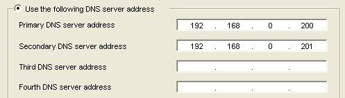 DNS sunucu adreslerini manuel belirlemek için: Use the following DNS server address i seçin ve her bir kutuda Birincil DNS sunucu adresini ve İkincil DNS sunucu adresini yazın.