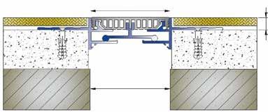 Joint profile covered with smooth surface rubber insert. Suitable for under ceramic.