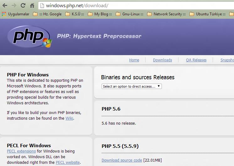PHP.NET Sitesine girip