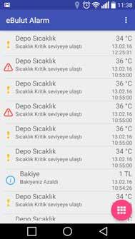 programı ile Android cep telefonunuzdan bildirimler (push notification) ile hemen haberdar olabilirsiniz. Sistemde ayrıca sanal parametre oluşturulmasıda mümkündür.