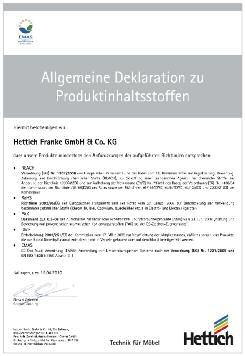 Standard Hettich per i componenti dei prodotti Hettich consolida il suo impegno con il rispetto di una norma interna per i materiali e componenti dei prodotti.