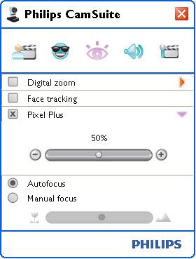 6.. Pixel Plus Bu seçenek patentli Philips Pixel Plus teknolojisini etkinleştirip Web Kamerasının görüntü ve video kalitesini geliştirmenize yardımcı olarak size inanılmaz ayrıntılı, doşal görünümlü,
