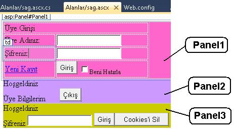 Üye Girişi UserControl sayfamıza (sag.ascx) Beni Hatırla CheckBox ının yerleştirilerek Cookies gönderimi; CheckBox1 seçili ise Cookies şu şekilde gönderilecektir; if (CheckBox1.Checked) Response.