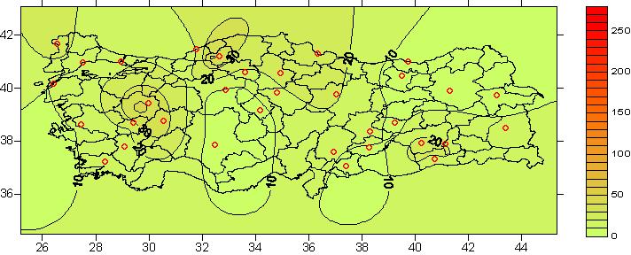 2006 Şekil 3-44 Türkiye genelinde kükürt dioksit