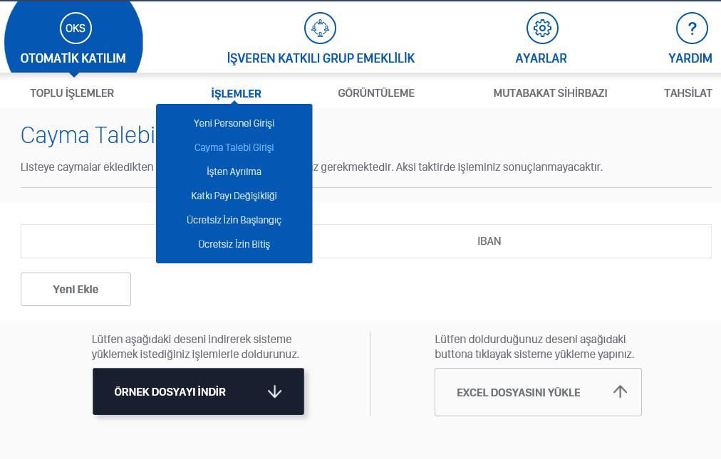 Aynı ekrandan tek tek giriş yapmak yerine Örnek dosyayı indirip excel ya da csv üzerinde doldurarak yükleme yapılabilir. 2.