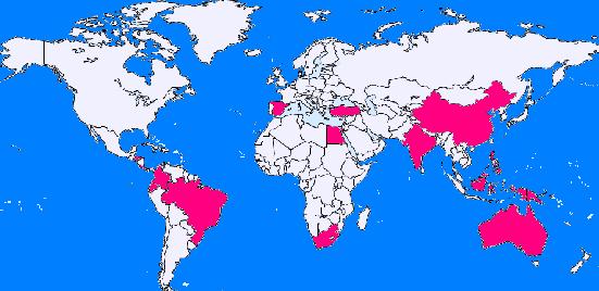 2.ÖNCEKİ ÇALIŞMALAR Zafer KARAŞAHİN Şekil 2.1 Dünyada muz yetiştiriciliği yapan ülkeler (Pekmezci ve ark.