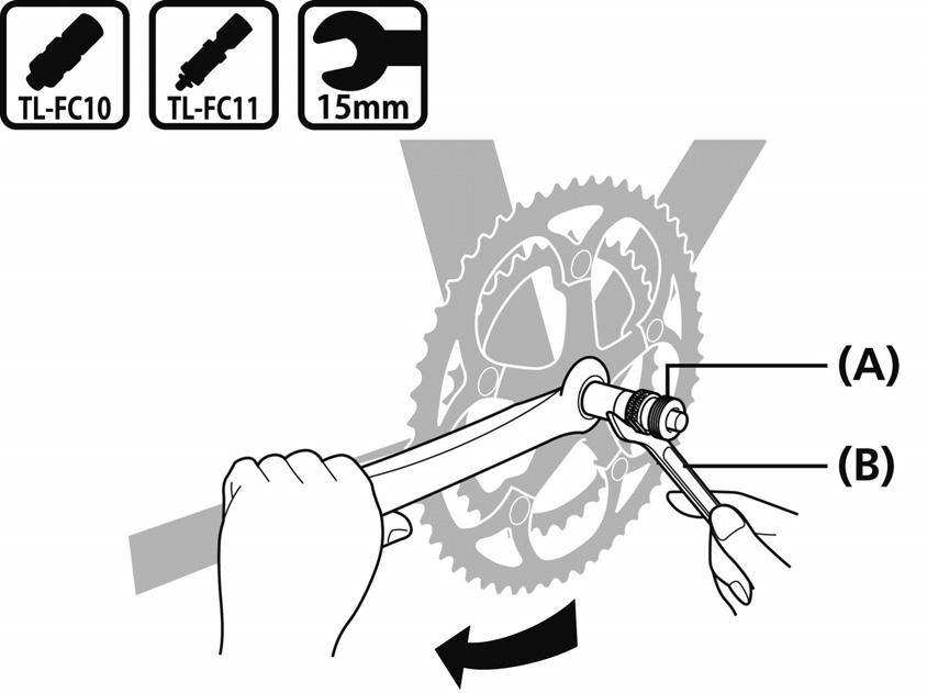 MONTAJ (AYNAKOL) KARE TİPİ Aynakolun montajı Orta göbeğin takılması 1. Orijinal Shimano aletini kullanarak takın. İlk önce ana gövdeyi, daha sonra adaptörü takın. Somun anahtarı kullanıldığında 1.