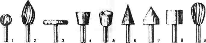 35 Faya Kâğıdı: Elmas mıhlamada kullanılır. Freze Uçları (Fisurlar): Sapları, matkap ucu gibi inceltilmiş ve değişik şekillere sahip bir çeşit eğedir.