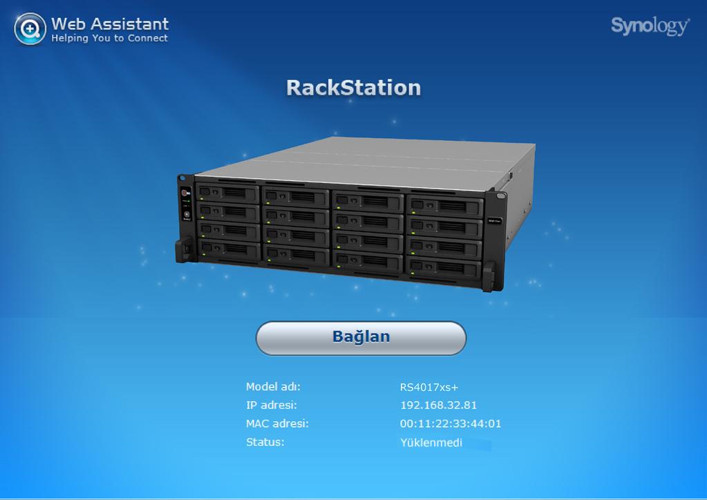 Bölüm RackStation'a DSM yükleyin 3 Donanım kurulumu tamamlandıktan sonra, Synology'nin tarayıcı tabanlı işletim sistemi olan DiskStation Manager'i (DSM) RackStation sunucunuza yükleyin.