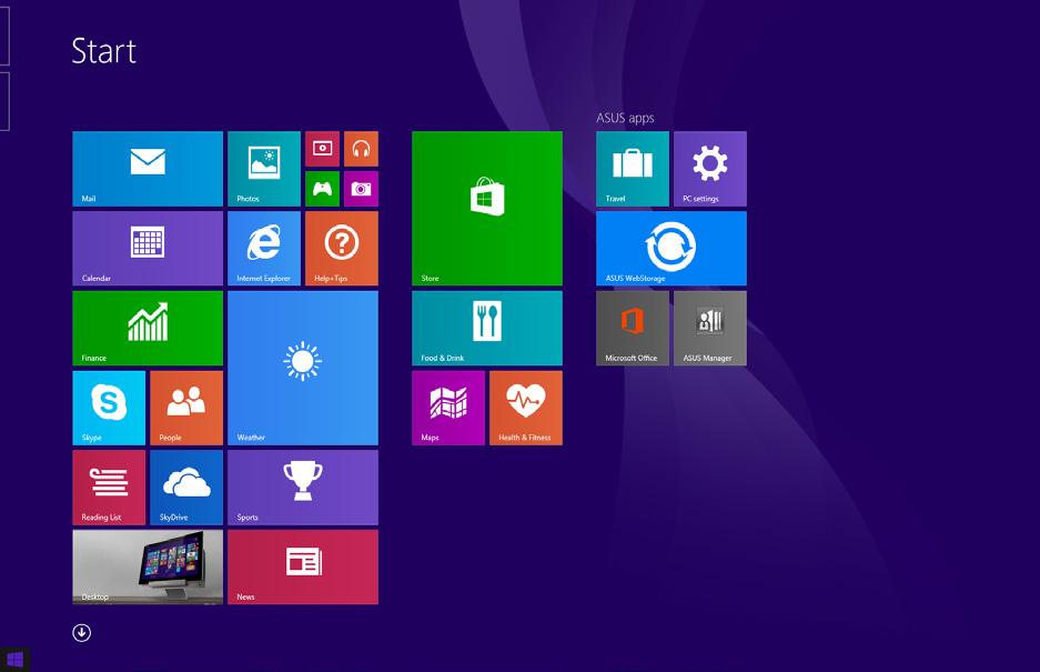 Start (Başlangıç) Düğmesi Windows 8.1, en son açtığınız iki uygulama arasında geçiş yapmanıza olanak tanıyan Start (Başlangıç) düğmesine sahiptir.