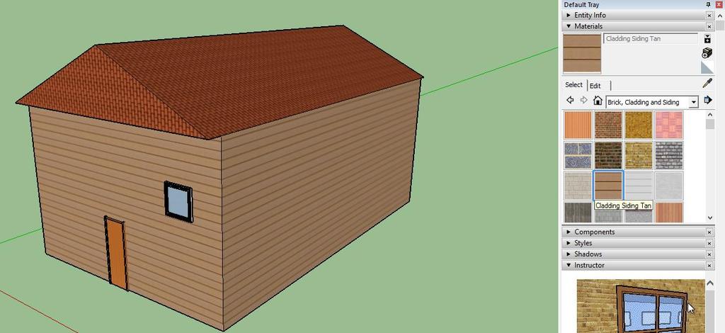Ardından, Çatı Kaplaması (Roofing) seçenekleri altında yer alan İspanyol Tipi Çatı Kiremiti (Roofing Tile Spanish) dolgusunu seçiniz ve modelinizin çatısına uygulayınız. 17.