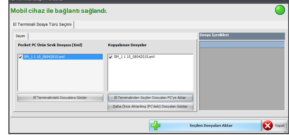 Kaydedilen sayım operayonu üzerinde SağTıkla-F9-Belgeler işlem adımları takip edilir. Açılan Sayım Belgesi ekranında belge numarası girilir ve El Terminali (Online) butonuna tıklanır.