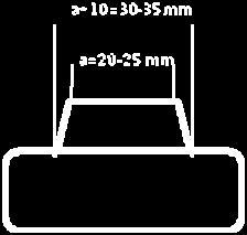 Çubuk düz sırt genişliği 20-25 mm (a), alt taban genişliği düz sırttan 10 mm (a+10mm) fazla