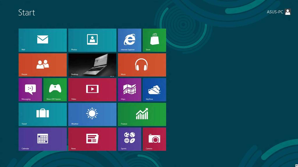 Windows Kullanıcı Arabirimi Window Kullanıcı Arayüzü (UI) Windows 8'de kullanılan karo tabanlı bir ekrandır. All-in-One PC çalışırken kullanabileceğiniz aşağıdaki özelliklere sahiptir.